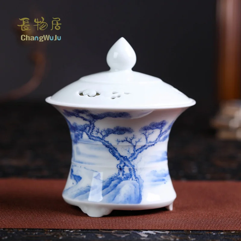 Changwuju в Цзиндэчжэнь Caramic ручная роспись синий и белый фарфор аромаплита работа