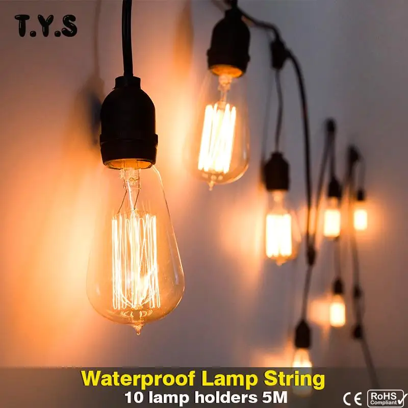 Водонепроницаемый ЕС вилка 220 В лампочка цепь светодиодная гирлянда E27 наружная