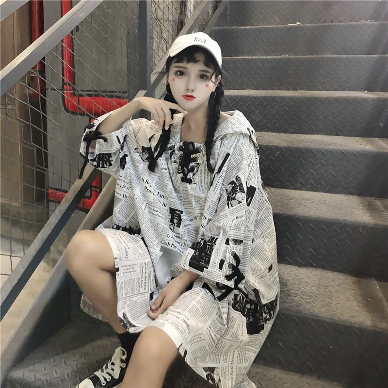 Новинка 2019 рубашка Harajuku Ulzzang корейский стиль бойфренда свободные ретро топы с