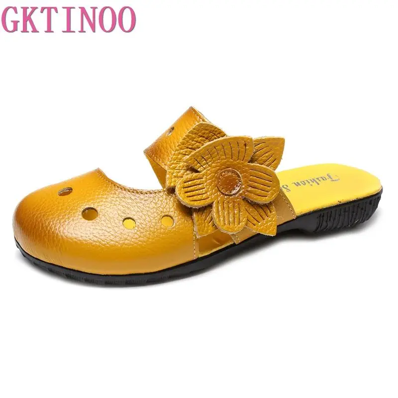GKTINOO/Женская обувь из натуральной кожи женские шлепанцы без застежки уличные