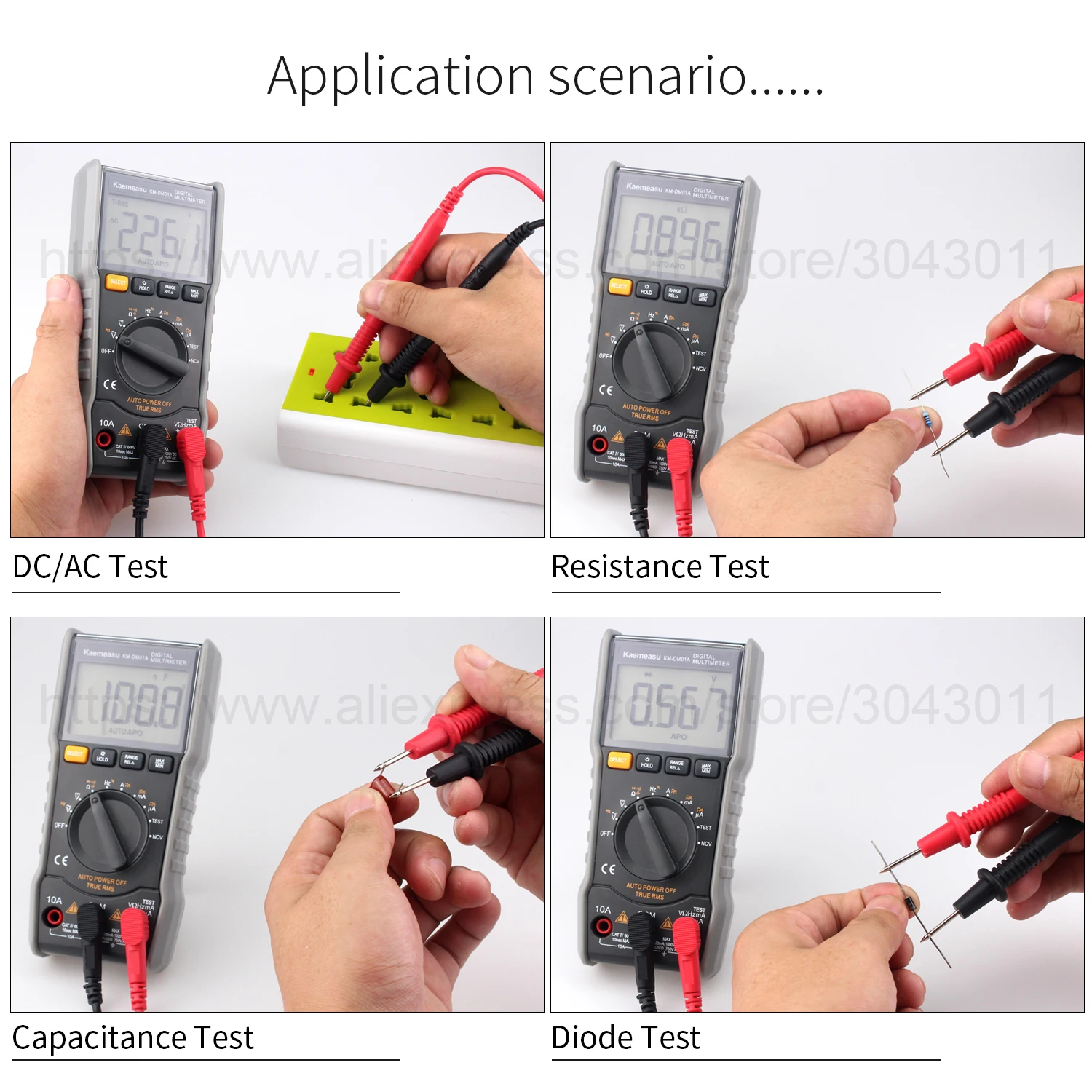

kaemeasu Mini Digital Multimeter DC/AC Capacitance Resistance NCV True RMS with Zero Line/FireWire Measurement(TEST) KM-DM01A