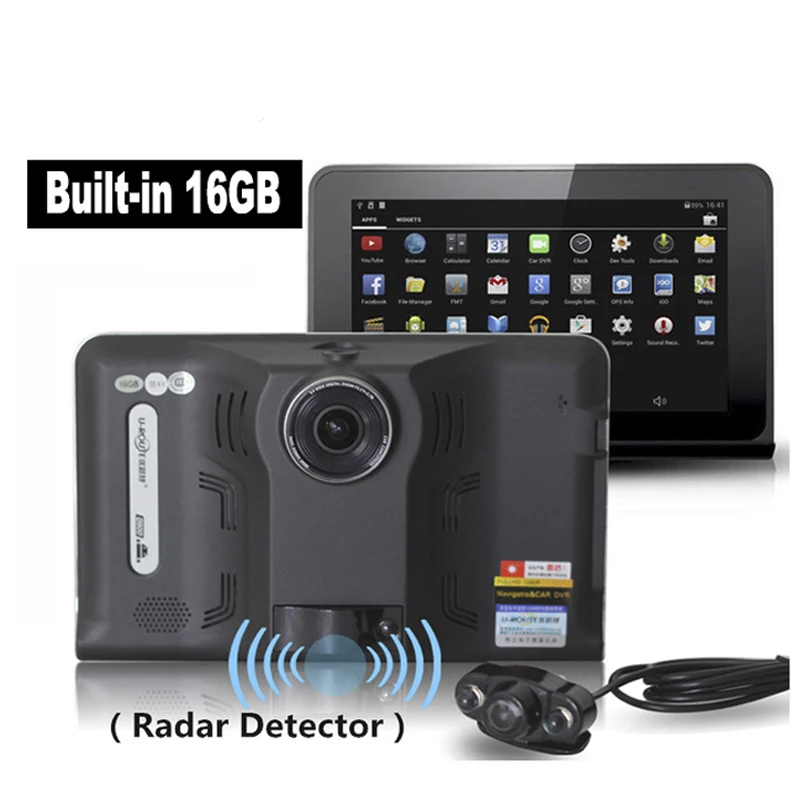 Автомобильный видеорегистратор 7 дюймов Android радар рекордер камера FHD 1080 P