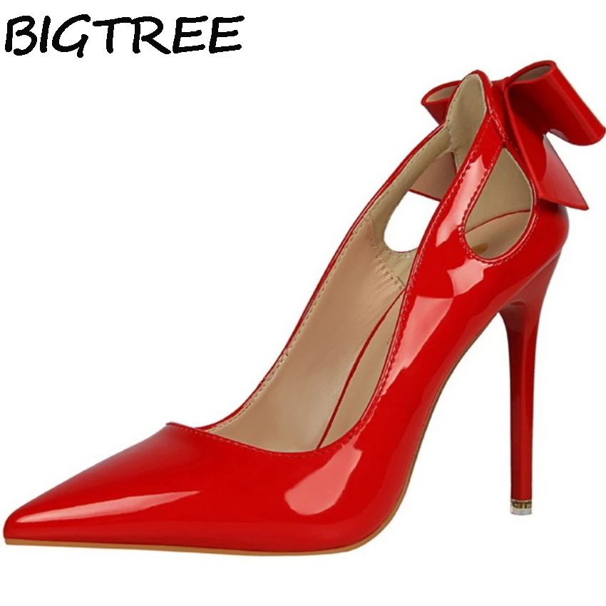 Женские лакированные туфли лодочки BIGTREE розовые белые вечерние на высоком
