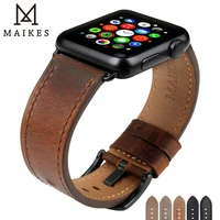 maikes watch accessories genuine leather dark brown iwatch strap 44mm 40mm for apple watch band 42mm 38mm series 4 1 bracelets