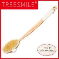 2 in 1 removable long handled wooden natural bristle brush bath brush massager baby bath shower bathroom accessories
