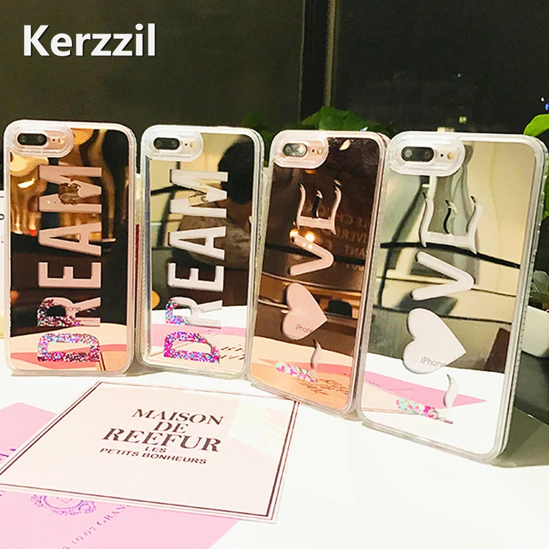 Чехол Kerzzil с блестками для iPhone 7 Plus X 10 жидким зеркальным покрытием силиконовые
