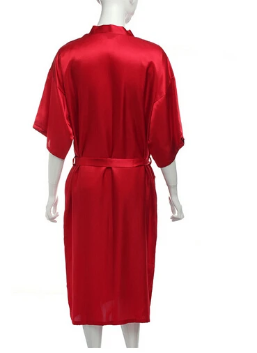 Женский Атласный халат-Кимоно размера плюс пижама с поясом из вискозы и Longue