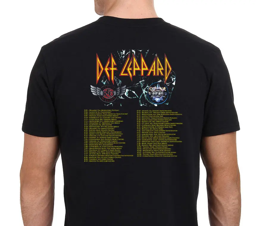 Def Leppard REO Speedwagon Тесла Тур 2016 W/даты в спине футболка S-to-XXL хлопок модная мужская с