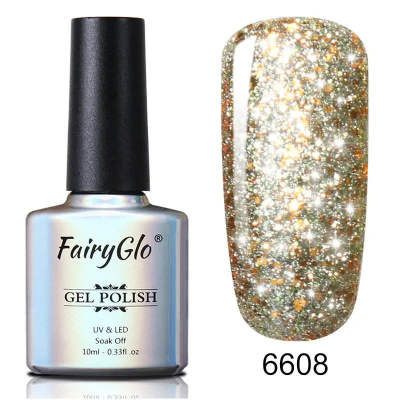 6608 Блестящий Гель-лак для ногтей FairyGlo, штамповка, лак для ногтей, 10 мл, звездная позолота, Vernis a Ongle, лак для ногтей Nagellak Lucky, Гель-лак - Цвет: 6608