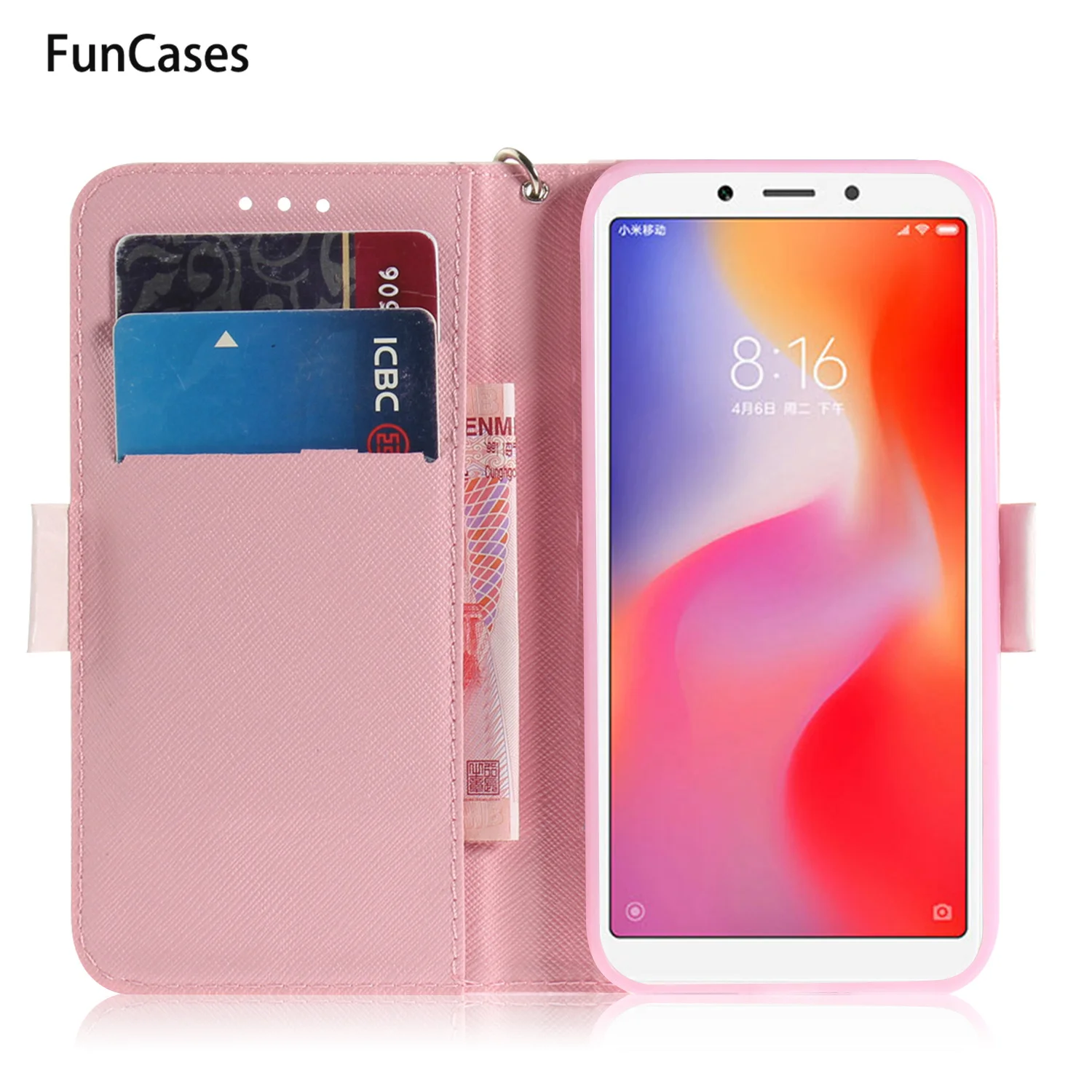 Кошка 3D окрашенная сумка для телефона funda Redmi 6 Pro сотовый PU кожаный чехол на