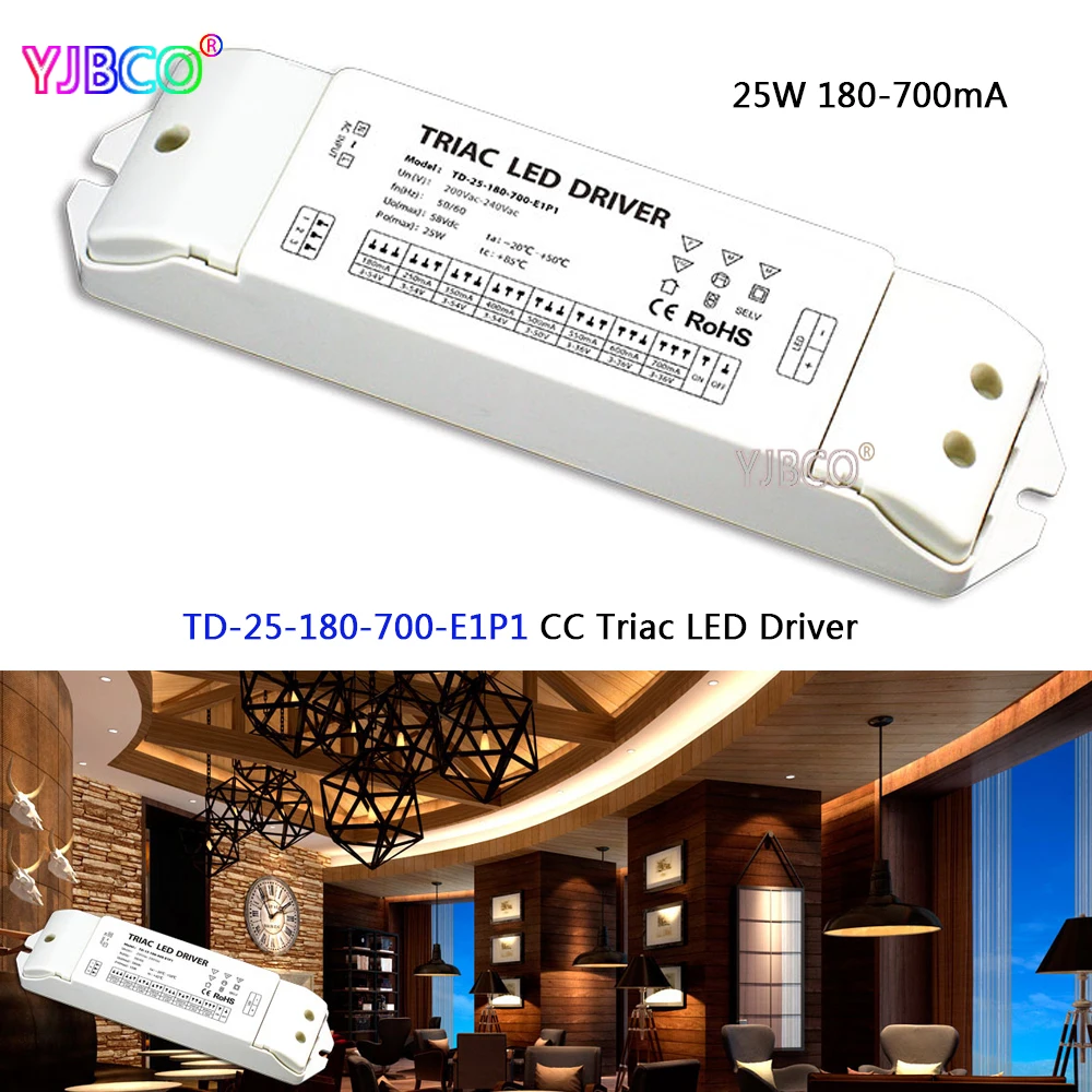 LTECH TD 25 180 700 E1P1 Вт 700ма 3 54 в широкий выход напряжения 8 дополнительных токов CC Triac