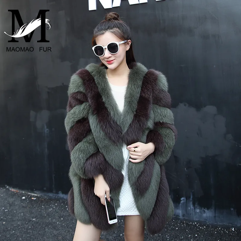 MaoMao Fur QC2302 Multicolor Fox Coat Winter Warm Fashion Style Real Natural Coats Ladies Big Jacket | Женская одежда