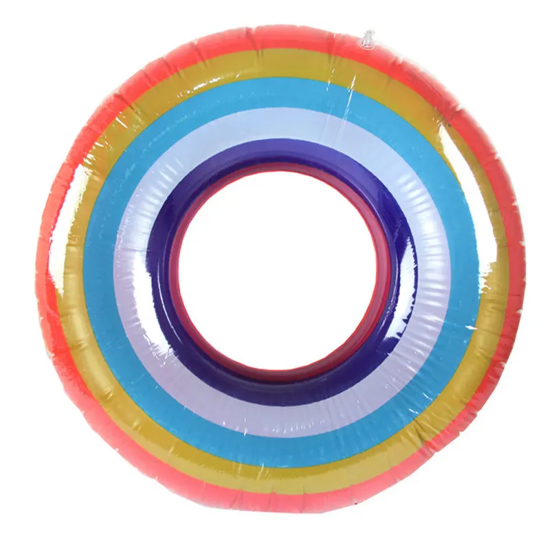 Multicolor D 90CM Складное экологическое ПВХ Радужное кольцо Для Плавания Надувной бассейн поплавок безопасность обучение круг поплавок кольцо портативный - Цвет: Multicolor D 90CM