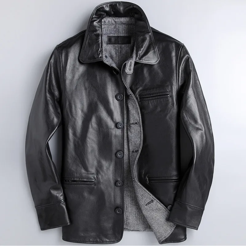 

Real Cow Leather Dress Suit Jackets and Coats For Men Plus Size 4XL Real Genuine Leather Mens Coat Spring Natural Leather Blazer