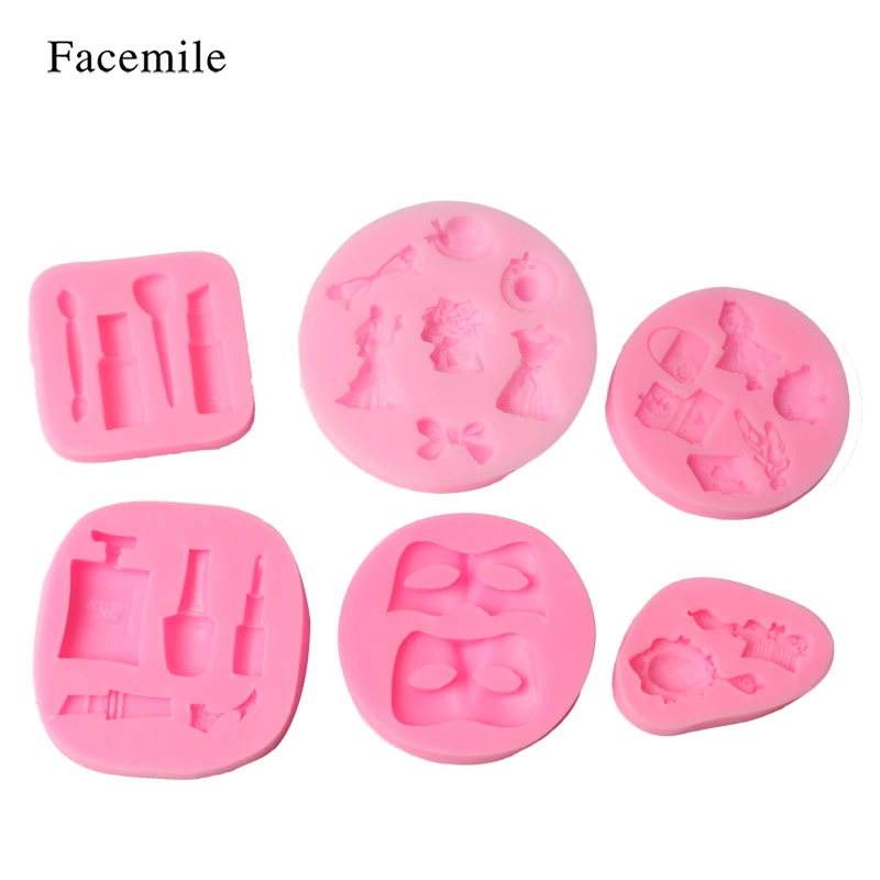 

Facemile 6PCS Cosmetics Lipstick Silicone Cooking Tool Chocolate Cake Fondant Mold Cake Decoration Tool Soap Candle Baking Mold