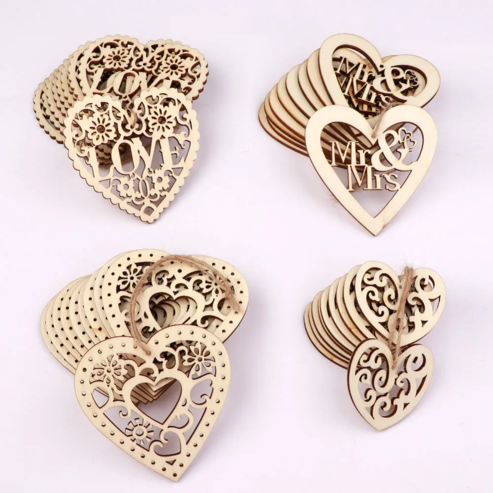 Теплое деревянное свадебное украшение лазерная резка Любовь Сердце висячие орнамент деревянная коробка для колец Mr Mrs деревенское свадебное украшение