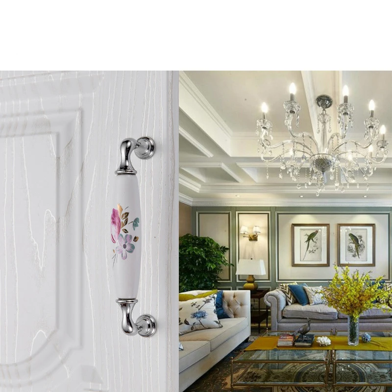 1 шт. керамический тюльпан дверные ручки мебельные для шкафа лаконичный черный