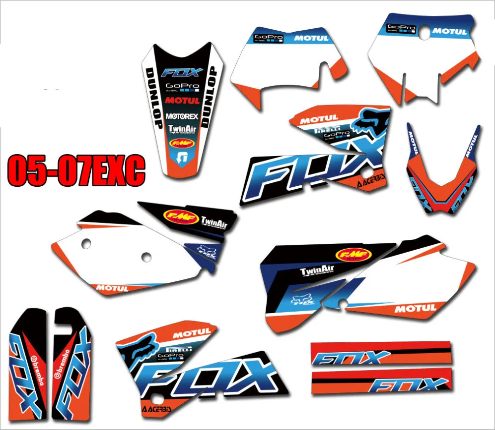 Фотофоны Dirt bike team GRAPHICS для KTM 125 200 250 300 350 450 500 525 540 SXF MXC SX EXC XC XCW 2005 2007|Наклейки на