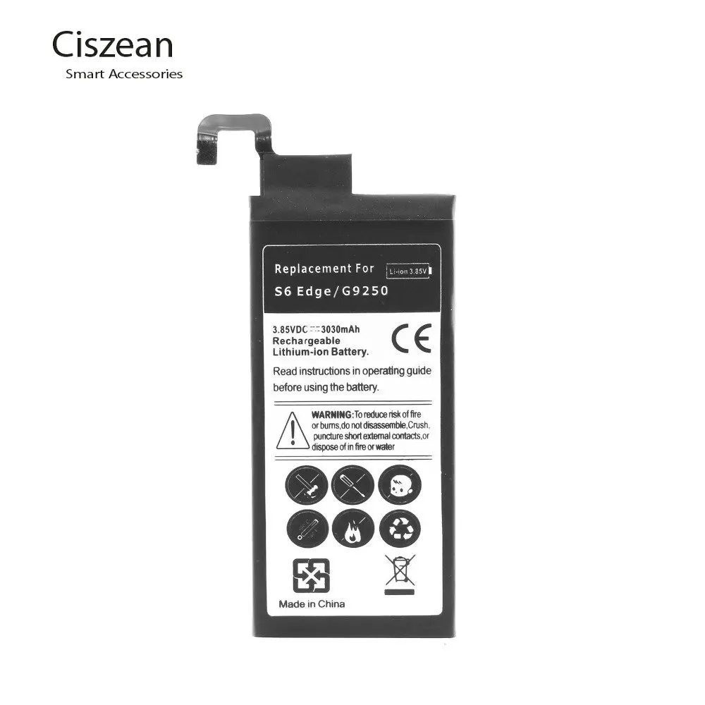 Ciszean 1x3030 mAh EB BG925ABE запасной литий полимерный аккумулятор для Samsung Galaxy S6 Edge G9250 G925F