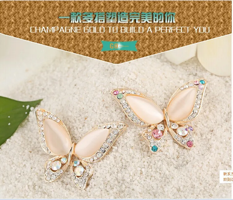 Уникальная Милая дизайнерская брошь в виде бабочки с опалом со стразами пряжка