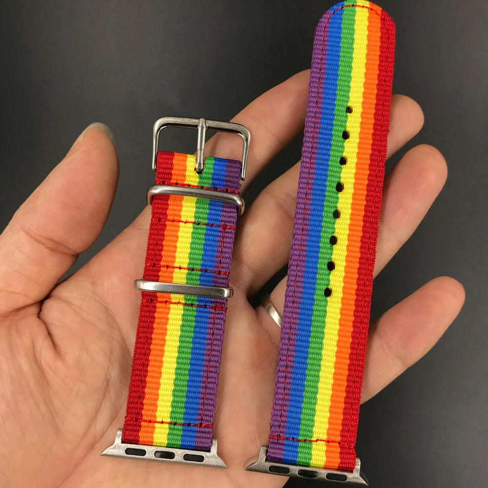 For Rainbow Watchband for Apple Watch Band 38mm 40mm 42mm 44mm Nylon Women Strap Bracelet Belt Wrist bands iWatch Series 4 3 | Наручные