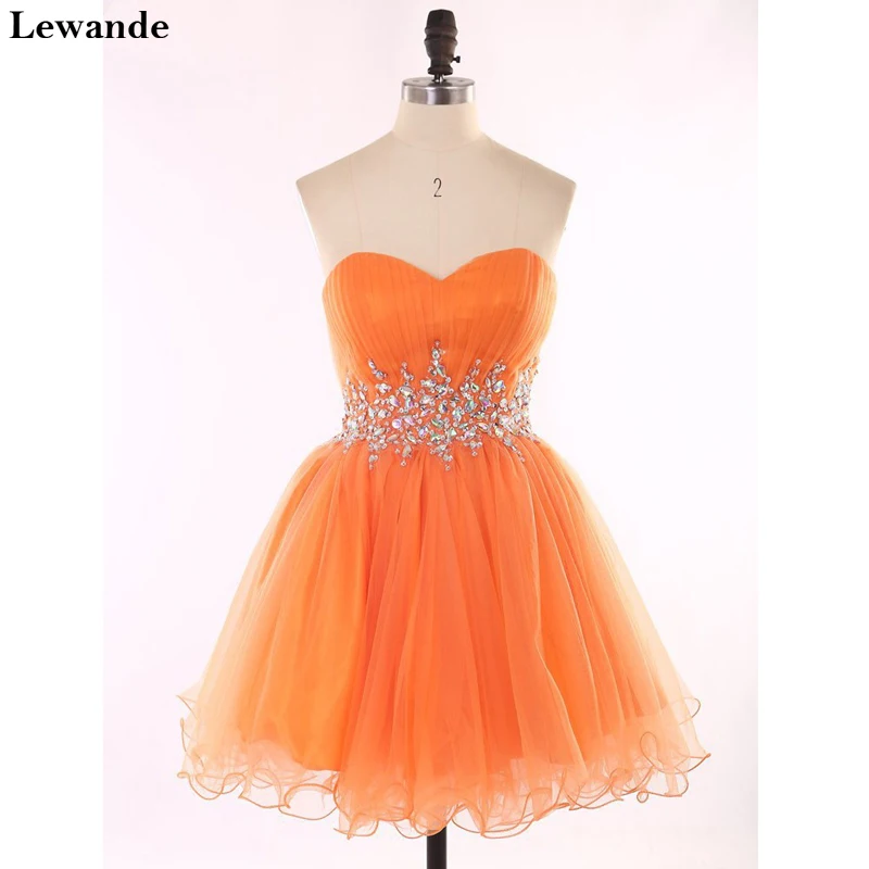 Lewande для девочек оранжевый Милая органзы Бисероплетение Короткие/Мини Homecoming