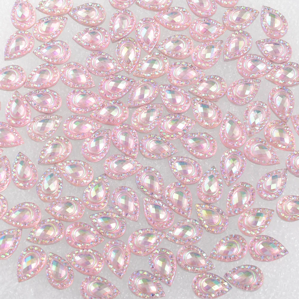TM028-Pink-120P BOLIAO AB цветные стразы в форме капель Flatback 120 шт 8*12 мм(0,31*0,47 дюйма) эпоксидный клей на ремесле/Свадебные украшения DIY - Цвет: TM028-Pink-120P