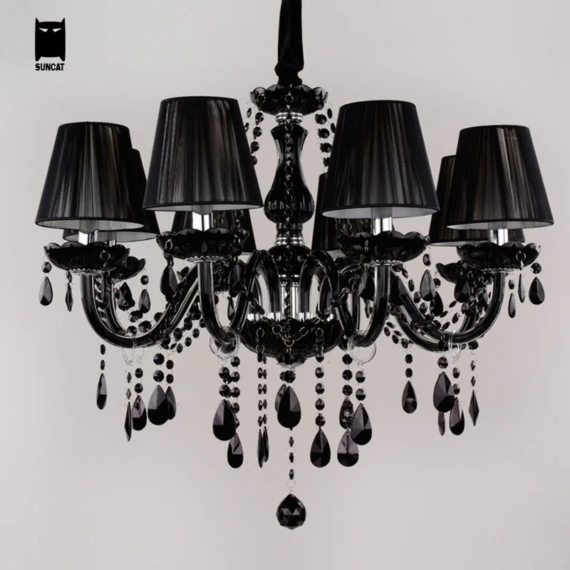 6/8/10 Современная из черного стекла тканевая абажур K9 хрустальная люстра