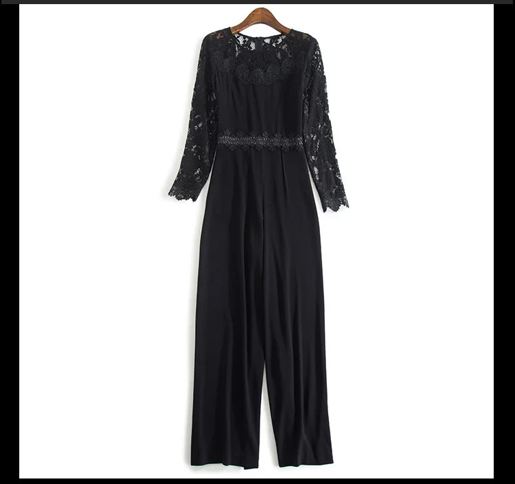 New Arrival 2017 Women's O Neck Long Sleeves Embroidery Lace Bodice Patchwork Fashion High Street Jumpsuits&ampRompers | Женская