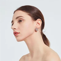 crley high quality round resin earrings for women ladies girls rhinestone crystals stud earrings pink blue green black jewelry