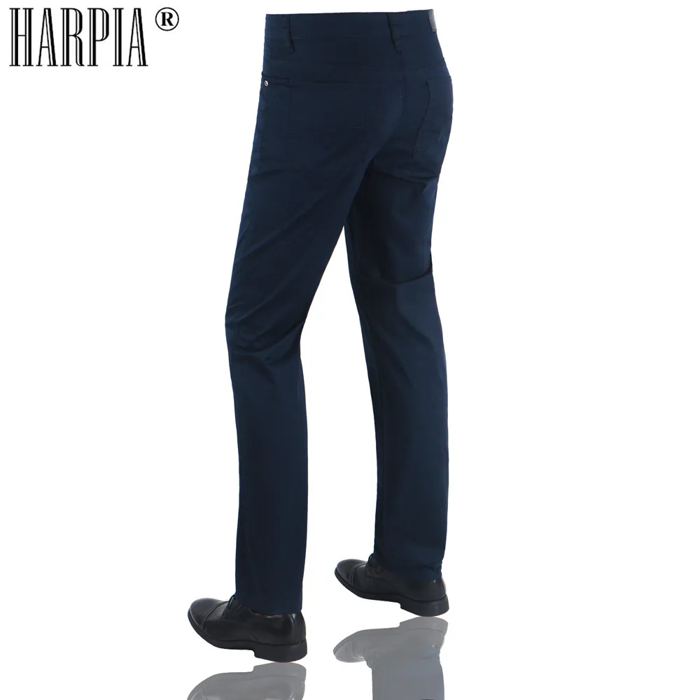 HARPIA новые мужские повседневные брюки Летние Осенние хлопковые деловые брюки мужские прямые обычные стрейч темно-синие длинные брюки