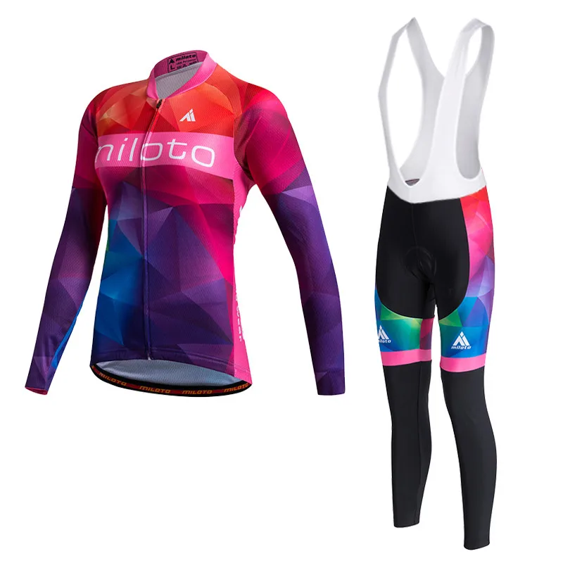 MILOTO 2018 Для женщин Vélo наборы с длинным рукавом Джерси Pro Team Велосипедная форма