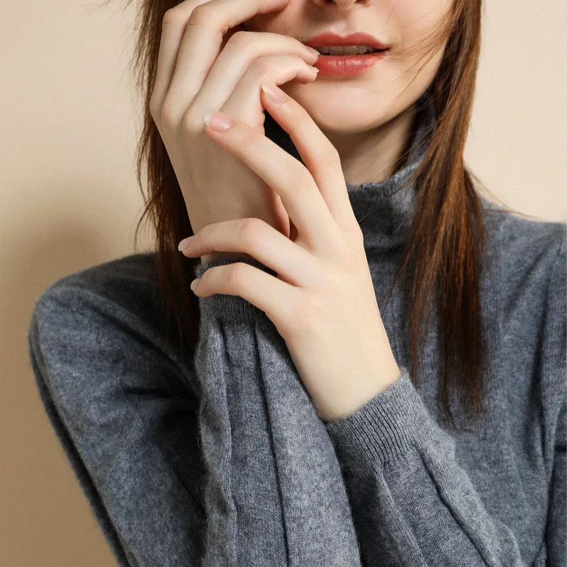 New Arrival 100% pure Cashmere women wide striped Basic Knitted Turtleneck Sweater Female Solid Collar Pullovers Warm | Женская одежда