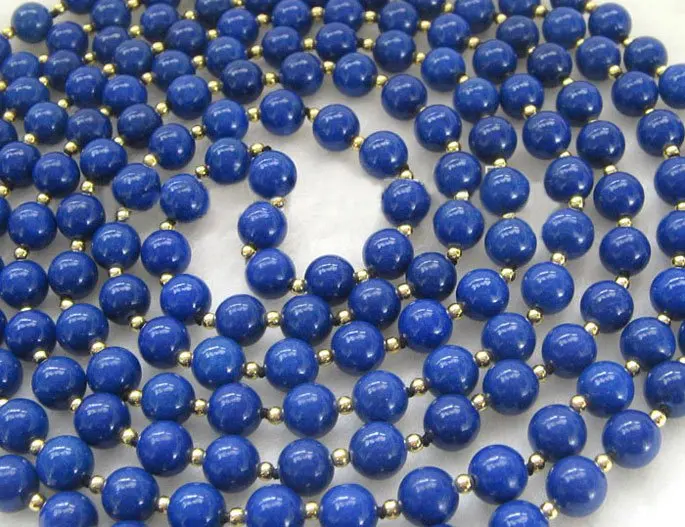 

Women's 84" 10mm perfect round lapis lazuli necklace