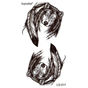 Водонепроницаемые Временные татуировки для собак, мужские перышки, Харадзюку, Временные татуировки, homme, хна, татуировки с рукавами