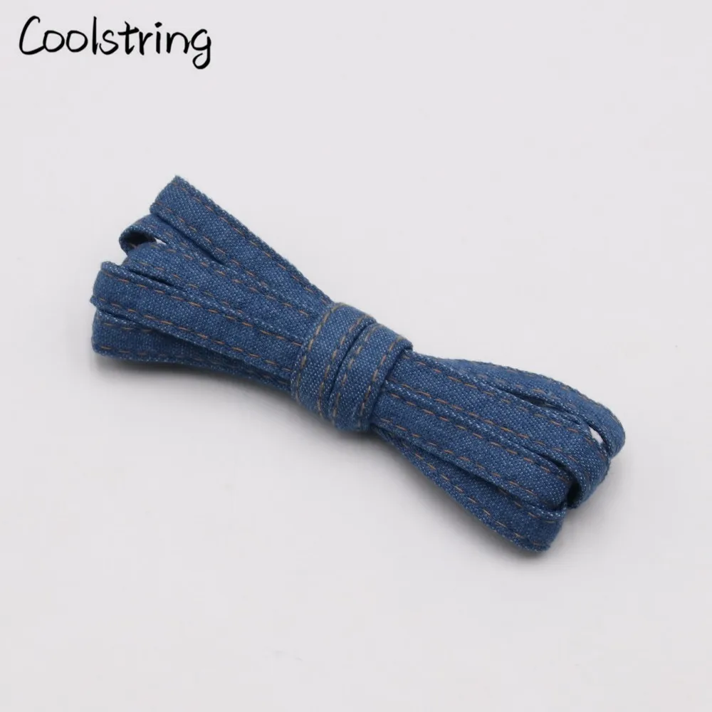 Coolstring 8 мм Премиум плоские джинсовые шнурки металлические Aglet классические шнурки подгонять ваши ноги синий черный шнурки для кроссовок