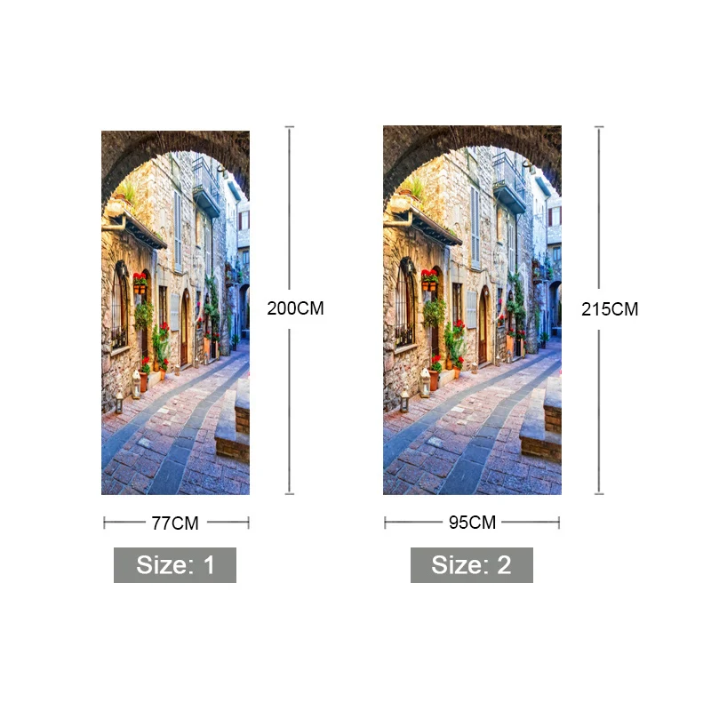 3D настенная бумага для дверей итальянский город улица вид двери наклейка фото