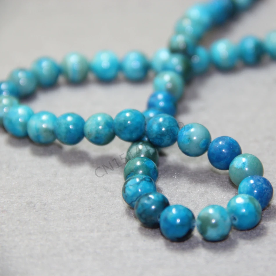 Модное красочное ожерелье из халцедона голубое круглое сделай сам 15 дюймов