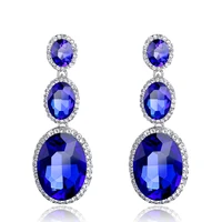 fashion tassel blue white black cubic zirconia stud earrings for women vintage retro rhinestone earing jewelry accessories