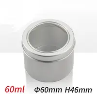 60*46mm 60ml Window Twist Lid Cover Medium Candle Tin 2oz Empty Slip Slide Round Tin Containers Aluminum Box SN745