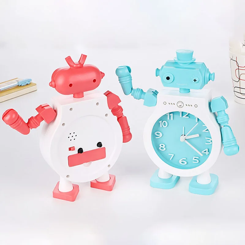 Креативные Игрушки-роботы, Будильник для детей, пара роботов, кварцевые, пробуждающиеся, настольные часы для студентов, декор в спальню, детский подарок