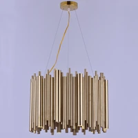 postmodern rectangular metal tube plating creative pendant light nordic personality villa living room dining room bedroom lamps