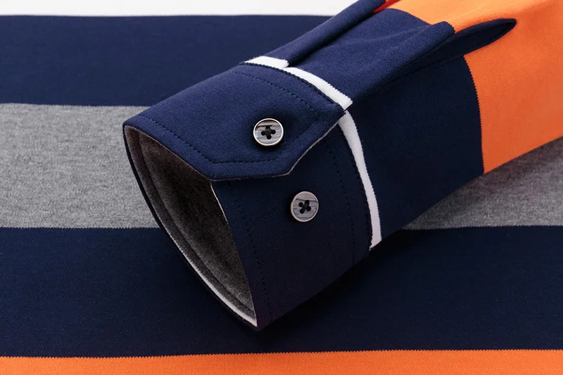 Мужская хлопковая рубашка поло в полоску с длинным рукавом вышивкой для