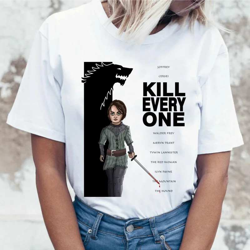 Arya Stark Kill List NOT TODAY футболка «Игра престолов» Женская футболка «Мать Драконов» Женский Топ Футболка Jon Snow - Цвет: 3032