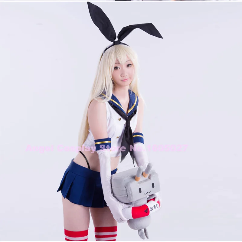 Красивый костюм для косплея из аниме Kantai Collection Shimakaze Nany топ + юбка перчатки носки