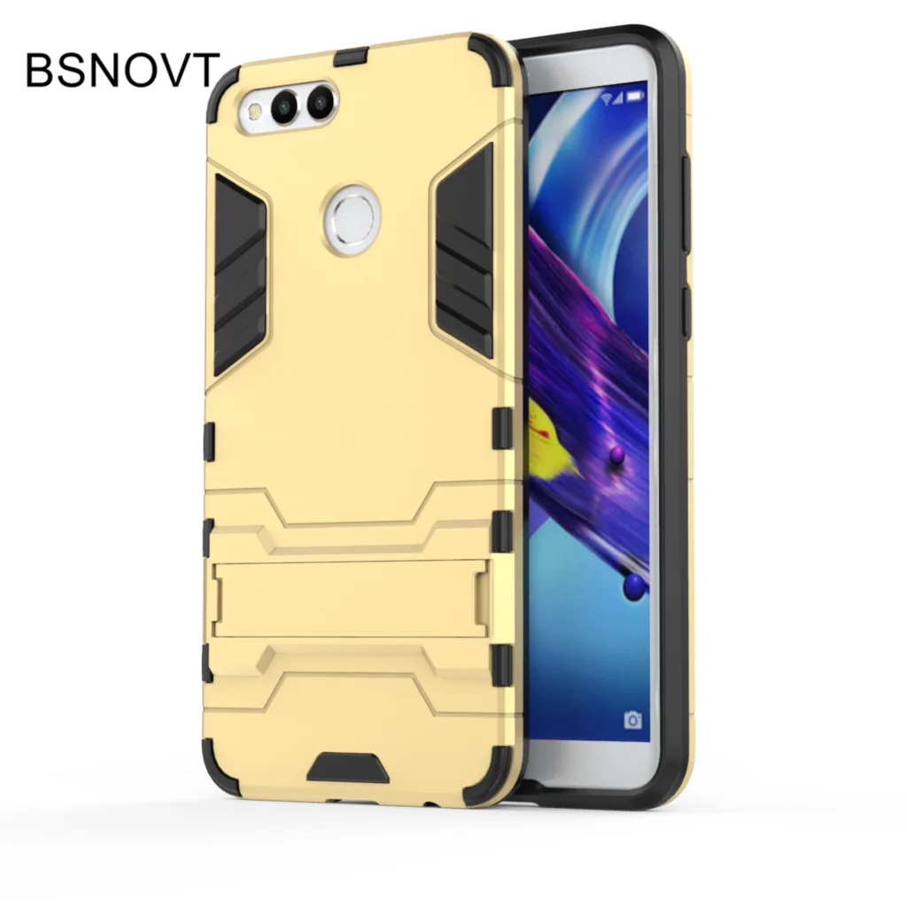 BSNOVT huawei Honor 7X дело чести крышка Мягкий силиконовый + Пластик Kickstand чехол для случае