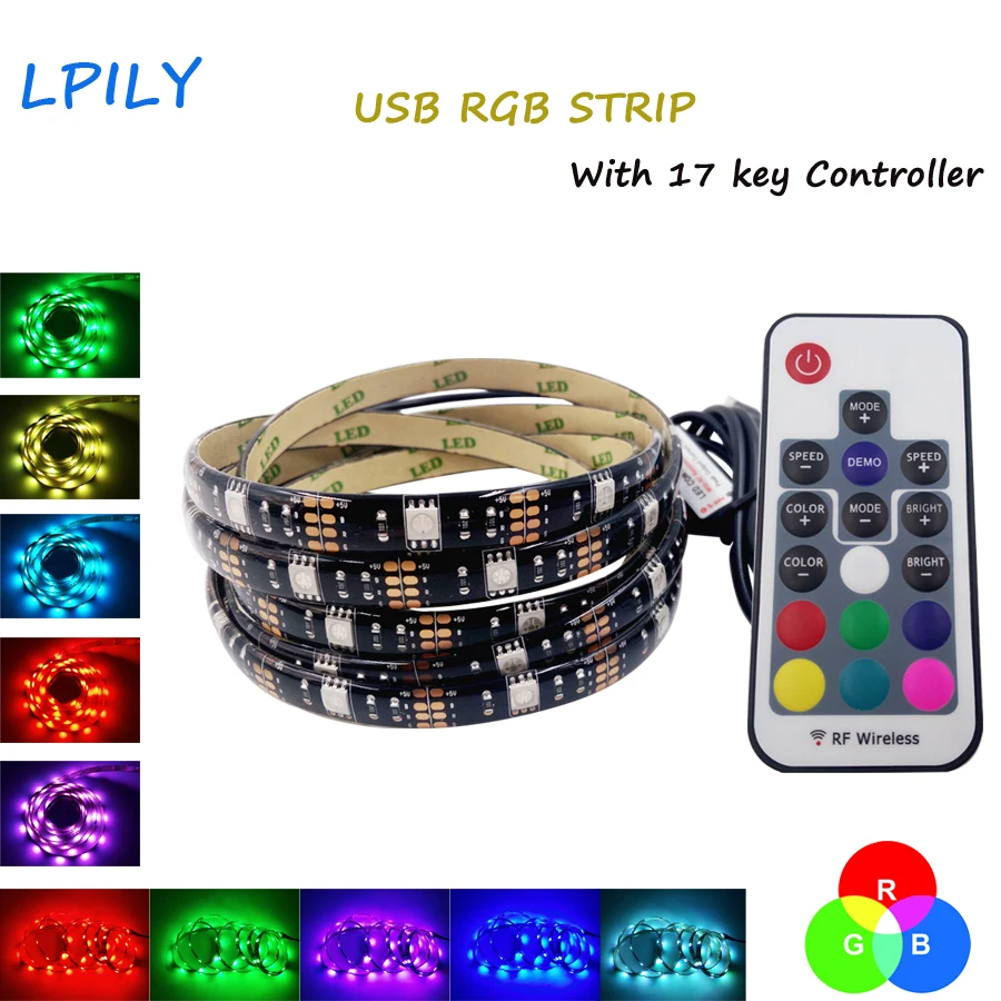 DC5V USB Светодиодные ленты 5050 Водонепроницаемый RGB светодио дный света Гибкая лента