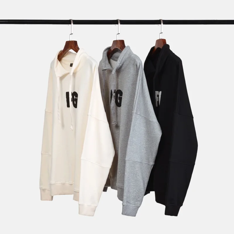 QoolXCWear high street хлопковые Толстовки FG вышивка свободная версия стоячий воротник шнурок Толстовка Мужская/Женская толстовка
