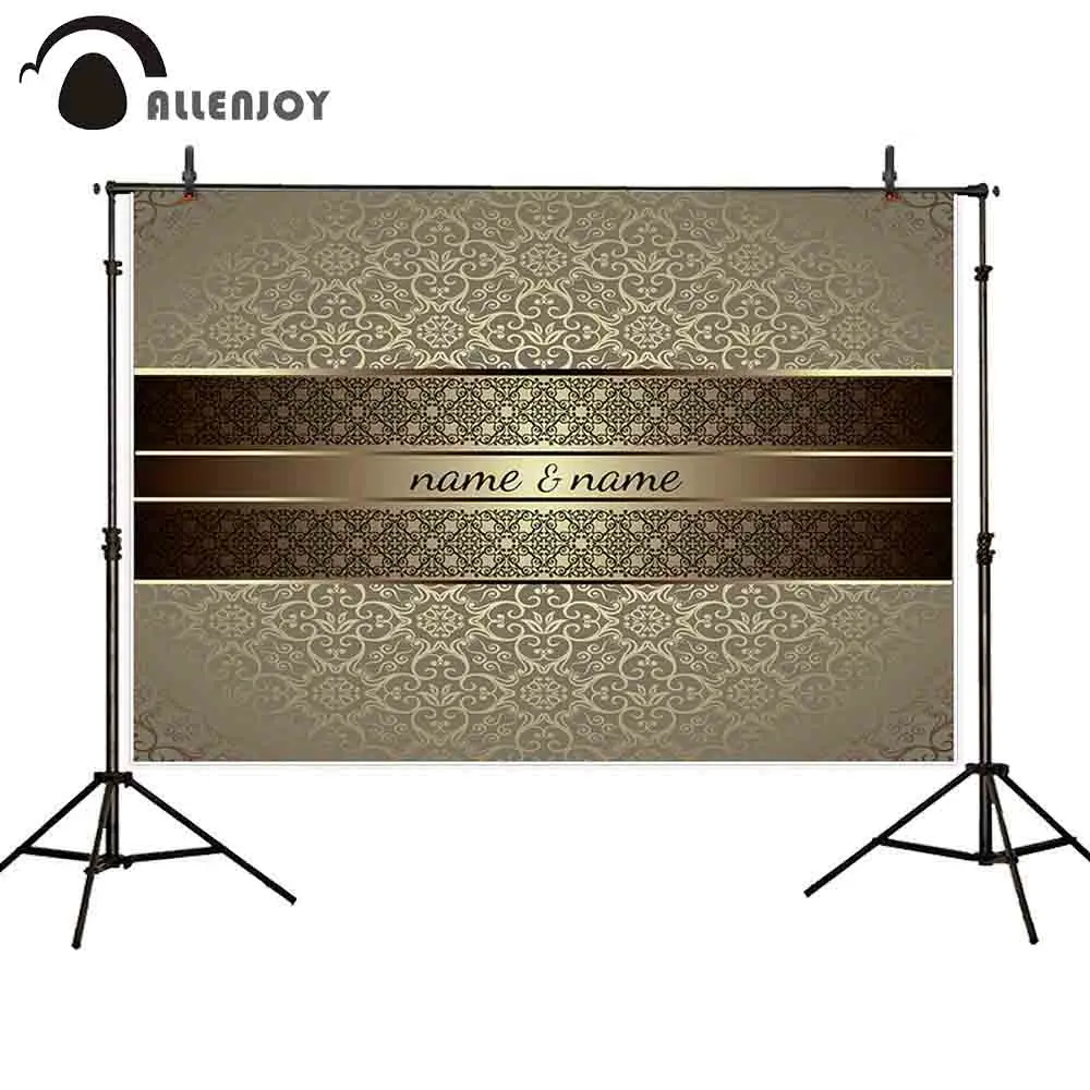 Allenjoy Роскошный Королевский Золотой дамасский узор рамка свадебное античное