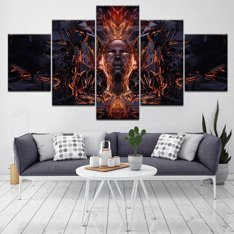 

A fire human 5 Piece HD Wallpapers Art Canvas Print modern Poster Modular art painting for Living Room Home Decor